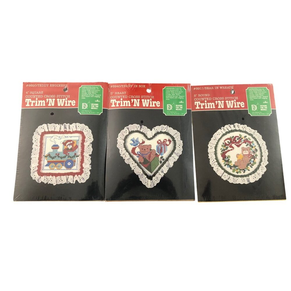 Trim n Wire Set of 3 Cross stitch kits “New” fiber arts